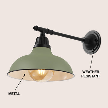 Wallace 12.25" Farmhouse Industrial Indoor/Outdoor Iron LED Victorian Arm Outdoor Sconce